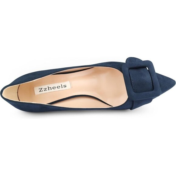 🆕Women's Blue Kitten Heels Closed Pointy Toe Pumps Stiletto Heels Office Shoes - Picture 2 of 8